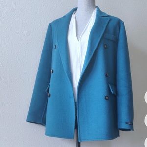 Teal Blue Handmade wool coat from Korea